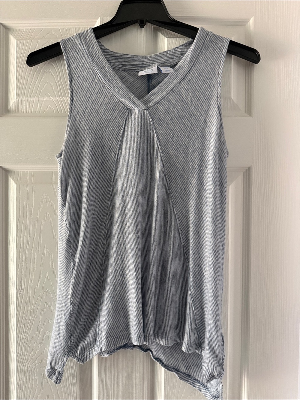 Sigrid Olsen Blue Striped V‑Neck Tank Top